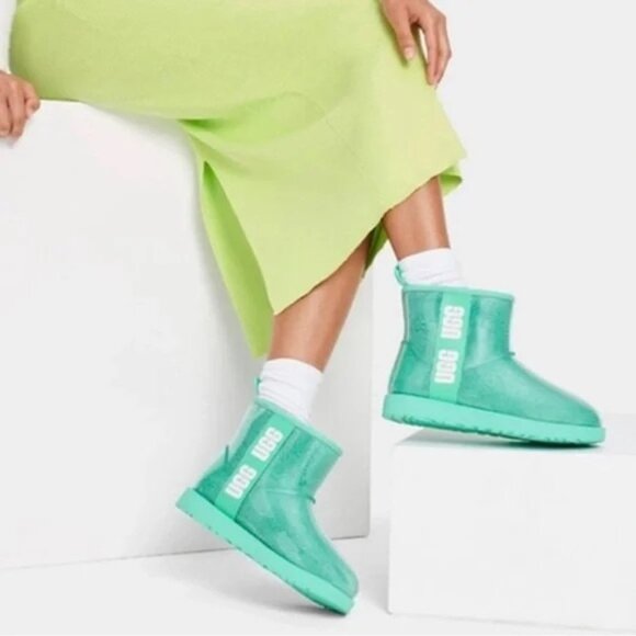 UGG Waterproof Short Boots 6 Blue Green Classic Mini Clear 1113190 - Picture 1 of 11